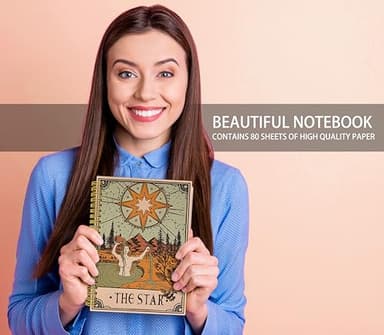 Knibeo Star Tarot Journal Notebook - 5.5×8.3 Inch Tarot Spiral Bound Notebook Aesthetic with 164 Pages, Witch Journal, Star Tarot Card Notebook - Image 4