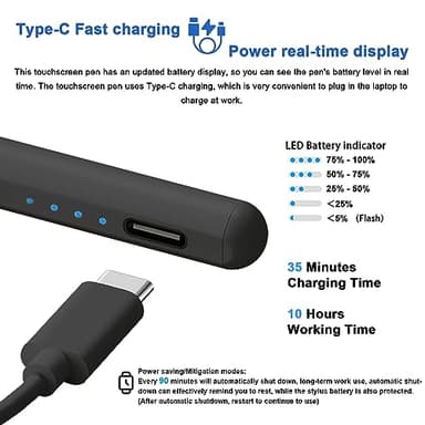 Stylus Pens for Touch Screens Power-Display Tablet Pen POM Tip Magnetic Digital Touch Pen Compatible with iPhone/iPad/iPad Pro/Lenovo/and Other iOS/Android Smartphone and Tablet Devices (Black) - Image 2