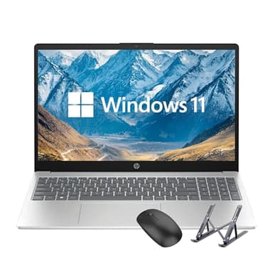 HP 15.6 inch Laptop, Intel i5 Processor Up to 4.4 GHz, 32GB RAM, 1TB SSD, HD Touch Screen, Intel Iris Xe Graphics, Windows 11 Home, Webcam, Wi-Fi, Bluetooth, Natural Silver, Alpacatec Accessories - Image 1