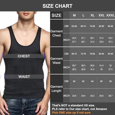 Odoland Men's 3 Pack Body Shaper Base Layer Shirt Tummy Shirt, Black/Black/Grey, M - Image 2