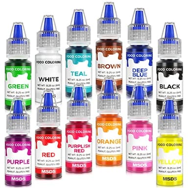 Cherrysea 12 Colors Food Coloring Set - Vibrant Liquid Food Colors Frosting Dye Tasteless for Cake Decorating, Easter Egg, Royal Icing, Fondant, Macaron - 0.25 Fl. oz/Bottles - Image 1
