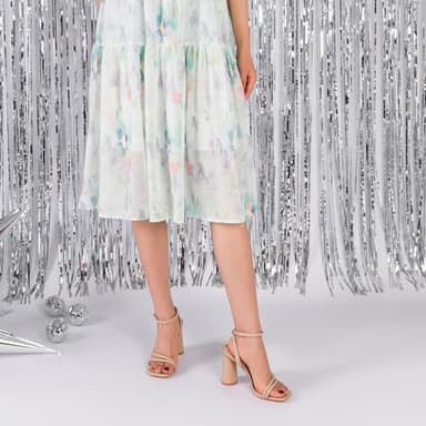 RIBONGZ Nude Strappy High Heels for Women Prom Heeled Sandals Square Open Toe Ankle Strap Chunky Wedding Bridal Shoes Block High Heels for Party Dress 7.5 - Image 5