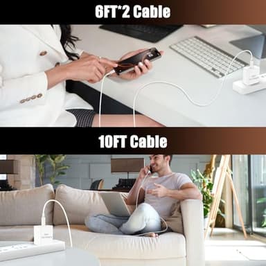 Fikeloy iPhone 17 16 Pro Max Charger Fast Charging, 45W Super Fast USB C Chargers for iPhone 16 (6FT+6FT+10FT) Type C Chargers Cord with Fast Charger Block for iPhone 17/16/15 Series/iPad/ GalaxyS24 - Image 7