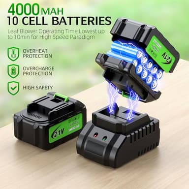 Electric Leaf Blower Cordless, 900,000 RPM, 2 x 4.0Ah Batteries & Charger, Handheld Leaf Blowers for Lawn Care, 5 Speed Mode, Portable Lightweight Grass Blower for Yard, Patio & Outdoor Use (White) - Image 5