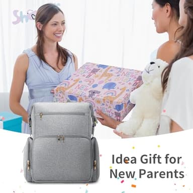 CEI-CEI Neoprene Diaper Bag Backpack with Insulated Pockets, Large Newborn Baby Maternity Bags Travel Tote with Changing Pad (Grey) - Image 7