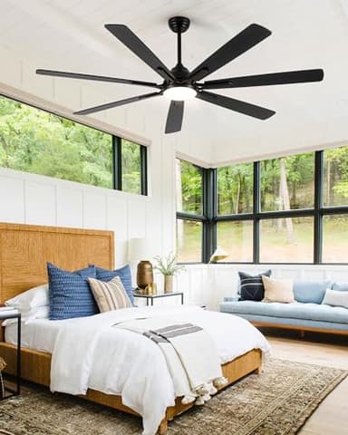 Maxslak 72" Large Smart Ceiling Fan with Light Remote Control via WIFI Alexa,6-Speeds Quiet DC Motor,Dimmable,Indoor Outdoor Black ceiling fan for Living Room,Patio,Dual Finish 7 Blades - Image 8