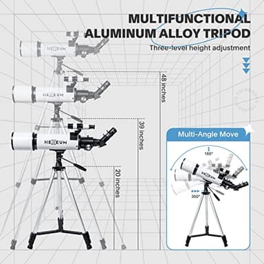 Telescope 80mm Aperture 600mm - Astronomical Portable Refracting Telescopes Fully Multi-Coated High Transmission Coatings AZ Mount with Tripod Phone Adapter, Wireless Control, Carrying Bag. - Image 5