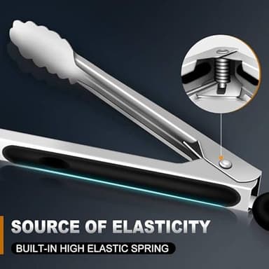 Tongs For Cooking - Heat Resistant 600 Degrees Stainless Steel Kitchen Tong,Heavy Duty Metal Locking Tongs - Perfect for Food,Salad and BBQ set of 3 (7",9" and 12") Dishwasher - Image 4
