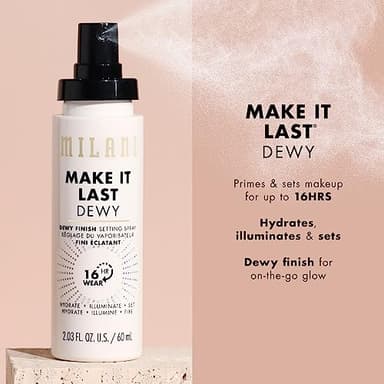Milani Make It Dewy Setting Spray 3 in 1- Hydrate + Illuminate + Set (2.03 Fl. Oz.) Makeup Finishing Spray - Makeup Primer & Hydrating Setting Spray - Image 3