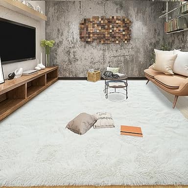 Tepook Area Rugs 9x12 for Living Room, Super Soft Fluffy Rugs for Bedroom, Modern Shaggy Rug Fuzzy Carpets for Kids, Plush Indoor Nursery Home Decor Rug with Non-Slip Bottom, Cream White - Image 1