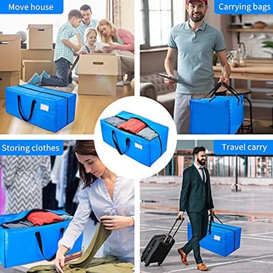 AlexHome Heavy Duty Extra Large Moving Bags,Storage Totes for Moving,Reusable Plastic Moving Boxes,Packing and Moving Supplies,Cloth Containers (Set of 7) - Image 6