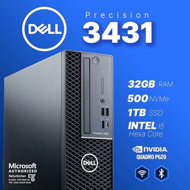 Dell Precision Workstation PC | NVIDIA P620 GPU - Editing & Design | Windows 11 Pro | Intel i5-9500 | 32GB RAM 500 NVME + 1TB SSD | 24" New Dual LCDs | RGB Speakers + Webcam | WiFi 6 + BT (Renewed) - Image 9