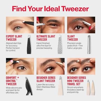 Revlon Designer Series Mini Tweezer Set, Hair Removal Tool Kit with Slant & Point Tips, Portable and Easy to Use, Made with Long Lasting Stainless Steel, 1 Count - Image 8