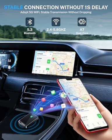 Jemluse Wireless CarPlay Adapter for Apple iPhone (2024 Upgraded) - Multi-User Seamless Connection for Convert Wired to Wireless Car Play Adapter - No Latency from iOS 10+ to Screen w/USB C (Gray) - Image 3