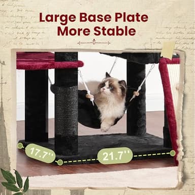 Gitelsnour Cat Tree for Indoor Cats, 71'' (180cm) Multi-Level Cat Tower for Large Adult, Gothic Sturdy Cat Tree House with 2 Scratching Boards 7 Posts, 2 Plush Perches/Condos, Hammock, Black GCT032BR - Image 3