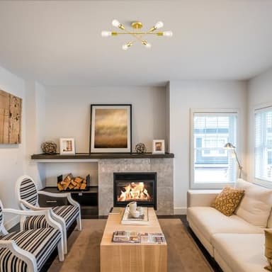 VONLUCE 6-Light Sputnik Light Fixture, 6-Light Flush Mount Ceiling Lights Gold with E26 Base, Modern Sputnik Chandelier for Living Room Kitchen Hallway Bedroom - Image 5