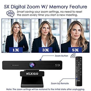 NexiGo Zoom Certified, N950P 4K Zoomable Webcam with Remote Control, Sony_Starvis Sensor, 5X Digital Zoom, Pro Web Camera with Dual Stereo Mics, for Zoom Skype Teams Twitch - Image 6