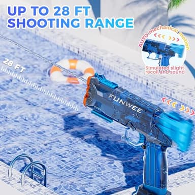 Funwee 2 Pack Electric Water Guns, Full Automatic Electric Squirt Gun High Capacity 500+ Water Blasts, Long Range Water Pistol Blaster Soaker, Summer Outdoor Pool Auto Water Toy for Adult Kid - Image 2