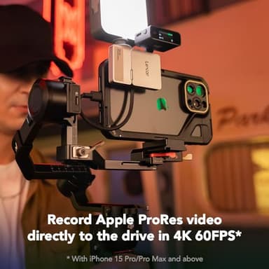 Lexar 1TB Professional Go Portable SSD w/Hub, Supports Apple 4K 60fps ProRes, Up to 1050MB/s, USB 3.2 Gen 2, Rugged, IP65, Ultracompact, Compatible w/iPhone 15/16, External SSD (LSL400S001T-RNSNU) - Image 6