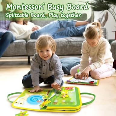 Toddler Busy Board, Farm Busy Book Montessori Toys for 1 2 3 4 Year Old, Sensory Board Preschool Learning Toy Activity Books Birthday for Girls Boys, Travel Toys for Airplane Car - Image 6