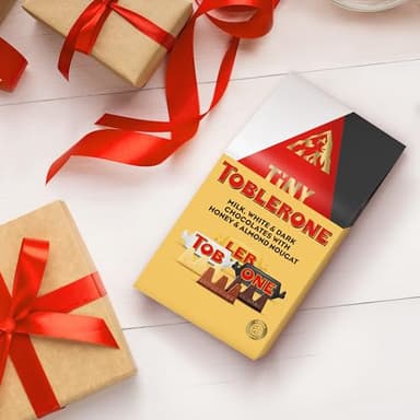 TOBLERONE Tiny Assorted Chocolate Bars Variety Pack (Milk, Dark, & White), 1 Gift Bag (27 Pieces) - Image 6