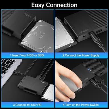 FIDECO USB 3.0 to SATA or IDE Adapter, Hard Drive Adapter Cable Universal for 2.5/3.5 inch SATA HDD/SSD & IDE HDD with 12V Power Adapter - Image 6