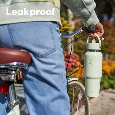 Hydro Flask Travel Water Bottle - Insulated Stainless Steel - Wide Straw Lid, Non Spill, Leakproof in 40 Oz Agave Green - Image 3