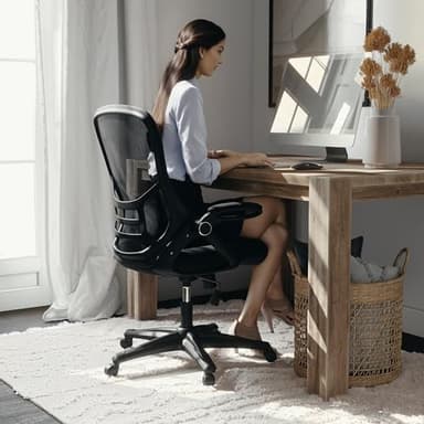 Flash Furniture Porter High Back Black Mesh Ergonomic Swivel Office Chair with Black Frame and Flip-up Arms - Image 7