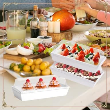 PFAMKEER 100 Pack Small Charcuterie Boxes with Clear Lids,White Mini Charcuterie Box, Disposable Food Containers, 7 * 3 * 2.5Inch Dessert Boxes for Sandwich (White, 7 * 3 * 2.5inch/100pcs) - Image 5