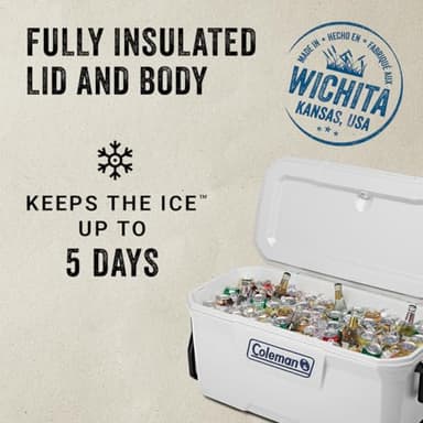 Coleman Classic Series 100qt Wheeled Marine Cooler, Fully Insulated Lid & Body Keeps Ice up to 5 Days, Holds up to 160 Cans - Image 2