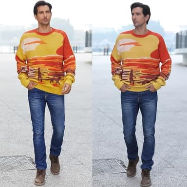 SINAR Men's Casual 100% Cotton Sweater Loose Crew Neck Knitwear Winter Pullover Knit Sweater (as1, Alpha, x_l, Regular, Regular, Golden01) - Image 5