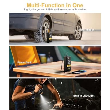 MODARI Tire Inflator Portable Air Compressor, 5X Faster 160 PSI Portable Tire Inflator for Car with Carrying Case, Built-in Magnetic Storage, Auto Shut-Off Cordless Air Pump for Car Tires, SUV, Truck - Image 7