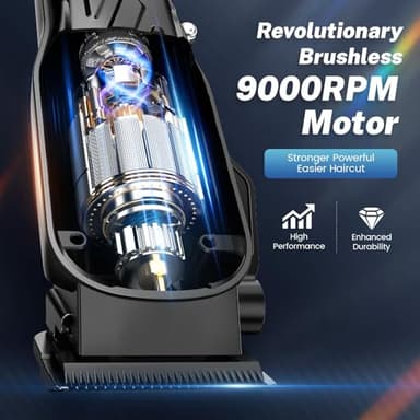 Brightup Barber Hair Clippers [Brushless 9000RPM & Cordless] for Men, Professional Clippers & Trimmers Set with USB-C Charging Stand, Hair Tools Cutting Kit with LCD Display, Gift for Men - Image 2