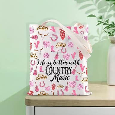 Country Music Lover Gift Country Girl Makeup Bag Life Is Better With Country Music Zipper Pouch Western Rodeo Gift (MUSIC TOTE) - Image 7