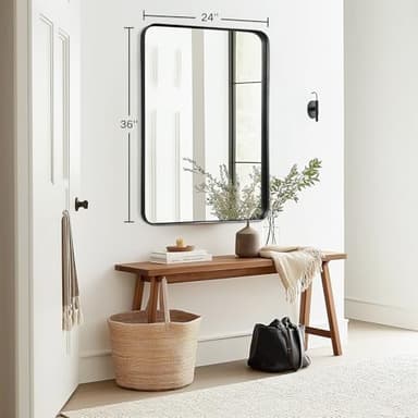 Rosynee Bathroom Mirror Over Sink - 24x36 Inch Black Rectangle Framed Matte Mirror for Bathroom, Rectangular Alumium Frame Mirrors Wall Mounted for Restroom, Farmhouse, Entryway, Hallway - Image 5