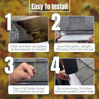 A-M Gutter Guard - Heavy Duty Lifetime Quality Aluminum Leaf & Debris Protection for 5-inch and 6-inch (5 Inch-200 Feet, Mill Finish) - Made in The USA - Image 5