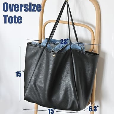 Oversize Pu Leather Tote Women Weekender Bag Shopper Handbag Travel Purse - Image 4