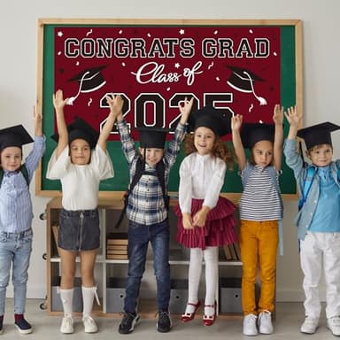 2025 Graduation Party Plastic Backdrop - 65" x 32.7" Congrats Grad Banner in Maroon, Large Class of 2025 Decorations, Photography & Grad Party Supplies - Image 5