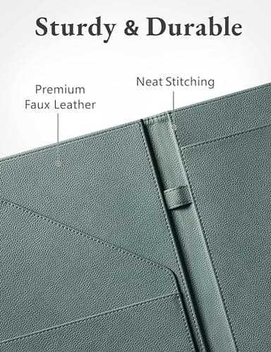 Mymazn Padfolio Portfolio Folder, Faux Leather Interview Resume Folder with Document Organizer & Business Card Holder, Letter-Sized Notepad Legal Pad Holder for Men Women (Grey Green) - Image 5