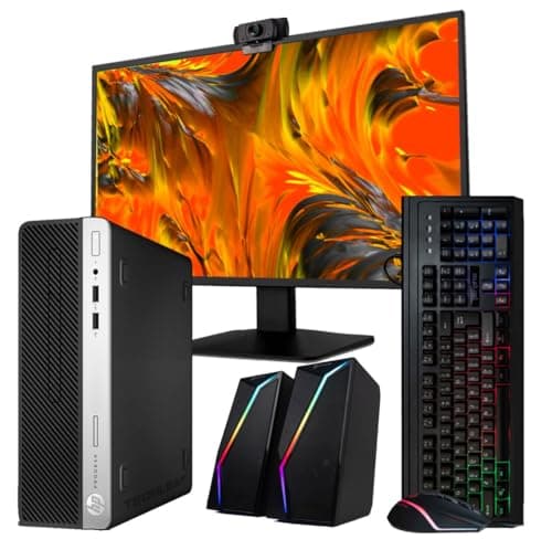 HP Windows 11 Desktop Computer | 16GB RAM + 500GB SSD | Intel i5 | 16GB RAM + 500GB SSD | 24" LCD | WiFi 6 AX200 + BT | RGB Keyboard/Mouse + Speakers | Webcam | Home or Office PC (Renewed) - Image 1