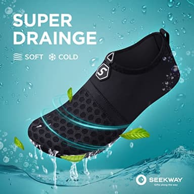 SEEKWAY Water Shoes Quick-Dry Aqua Socks Barefoot Slip-on for Beach Pool Swim River Yoga Lake Surf Women Men Black SK001 (Black 42-43) - Image 4