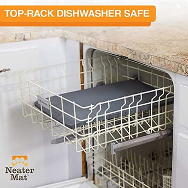 Neater Pet Brands Neater Mat Pet Mats for Food and Water, Cat & Dog Bowl Mat Waterproof Silicone, Feeding Tray, Dog Food Mats for Floors, Placemat w/Raised Edge for Under Bowls, 19" x 12", Grey - Image 7