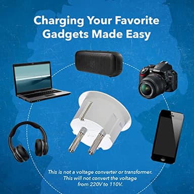 OREI American USA To European Plug Adapter – Type E/F Schuko Plug Adapter - Use in Germany, France, & More - CE Certified – For Mobile, Laptop & Camera Chargers - 6 Pack - Image 6