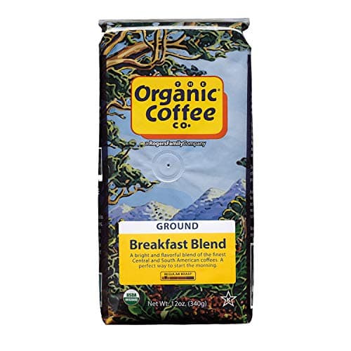 Organic Coffee Co. Breakfast Blend Ground Coffee 12 Ounce Medium Light Roast USDA Organic - Image 1