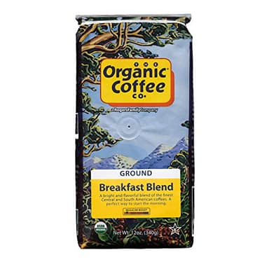 Organic Coffee Co. Breakfast Blend Ground Coffee 12 Ounce Medium Light Roast USDA Organic - Image 1