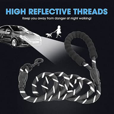 BAAPET 2/4/5/6 FT Dog Leash with Comfortable Padded Handle and Highly Reflective Threads for Small Medium and Large Dogs (5FT-1/2'', Black) - Image 4