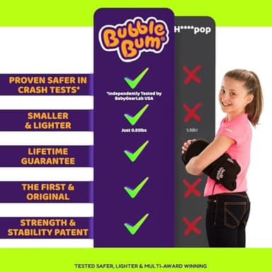 BubbleBum Inflatable Booster Car Seat – Foldable, Lightweight, Backless Travel Booster Seat for Kids, Portable Carseat for Toddler, Fits 3 Across, Compact for Uber - Ages 4-11 Year Old, - Black - Image 2