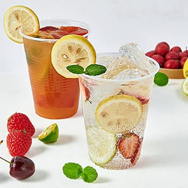 Turbo Bee 420 Pack 16oz Clear Disposable Plastic Cups,Cold/Hot Drinking Cups,Transparent Plastic Party Container for Water, Iced Cold Coffee, Juice, Soda - Image 2