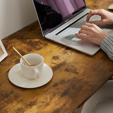 OLIXIS Computer Office Desk, 48 Inch Writing Work Study PC Wood Modern Desk with Storage Bag & Headphone Hook Simple Bedroom for 2 Person Kids Student Table, Rustic Brown - Image 5