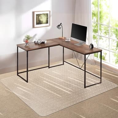 Kuyal Desk Chair Mat for Carpet, 51'' x 63'' Rectangle Transparent Mats for Chairs Good for Desks, Office and Home, Easy Glide, Protects Floors for Low and No Pile Carpeted Floors - Image 1